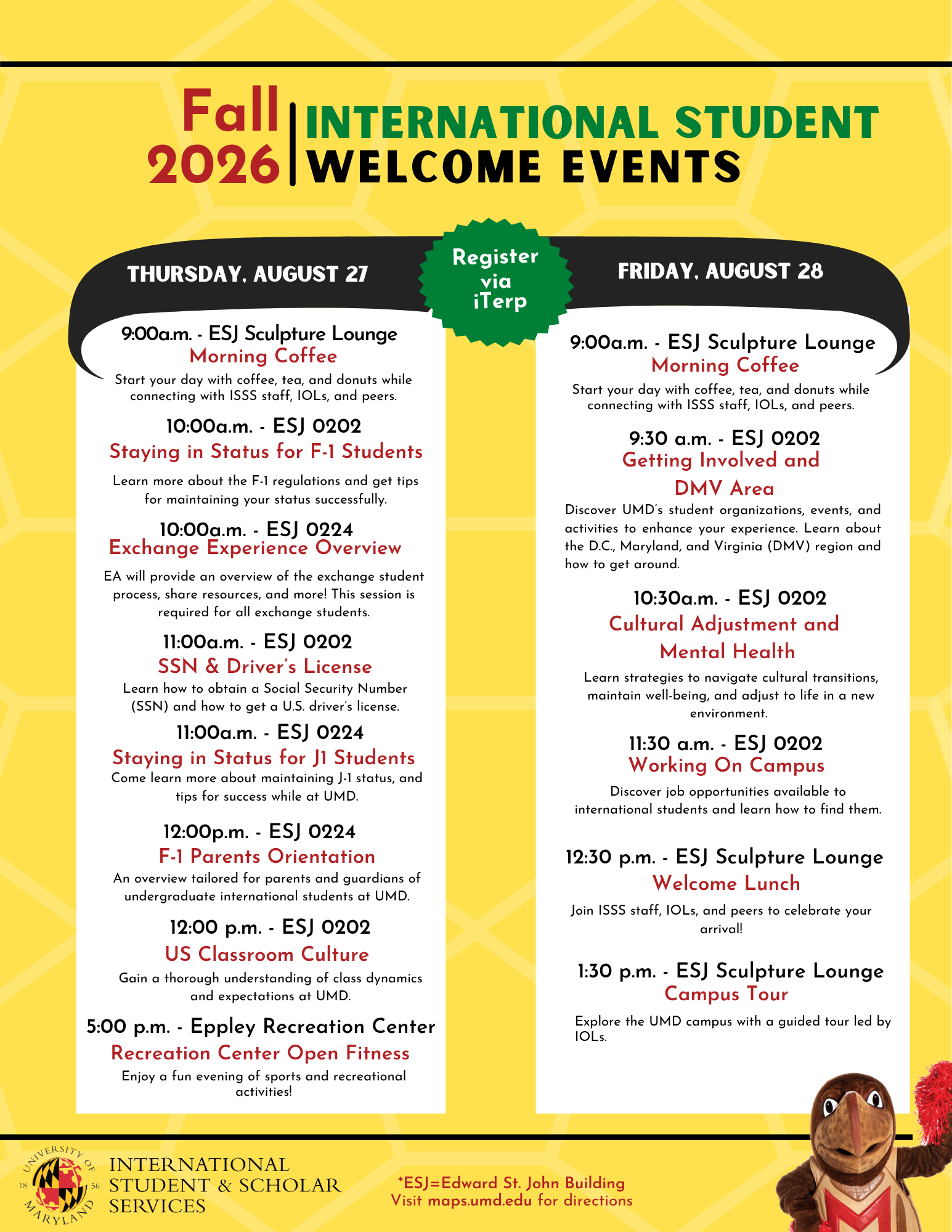 A graphic of on campus activities - outlines above