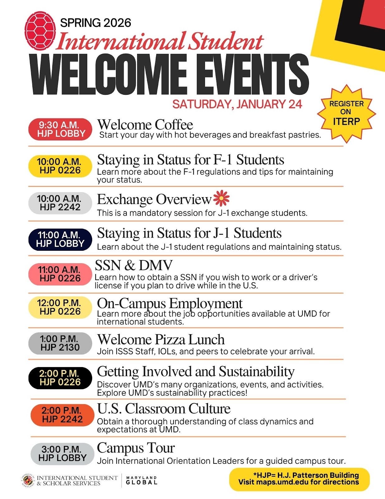 Welcome Week Activity Schedule - Outlined Below