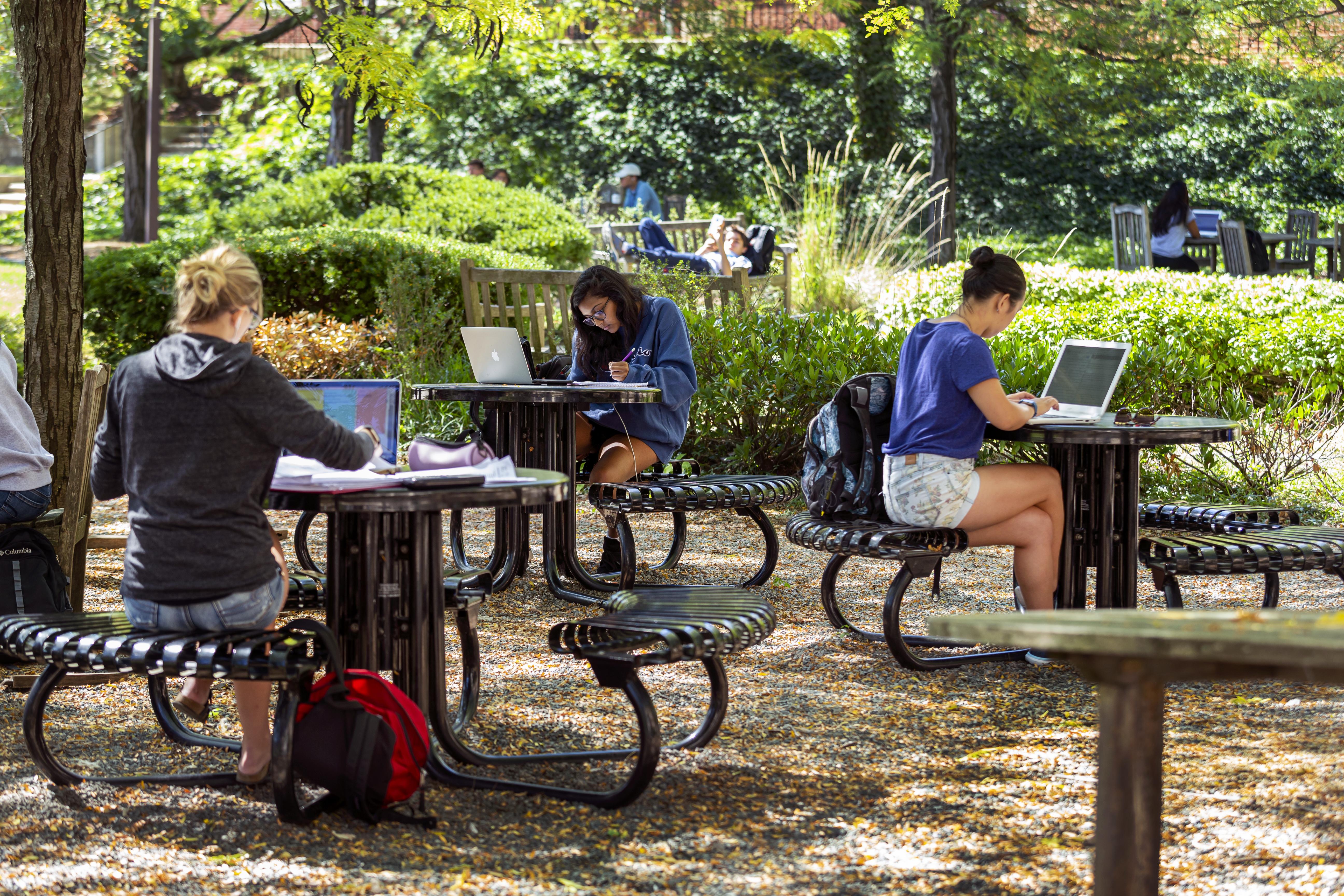 Students with laptops.