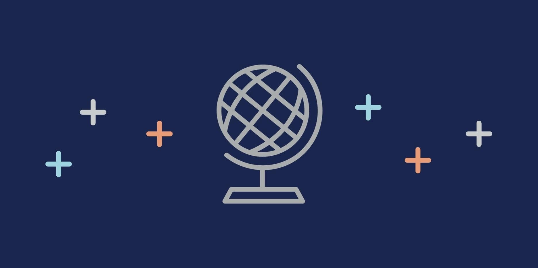 Icon of a globe on a blue background