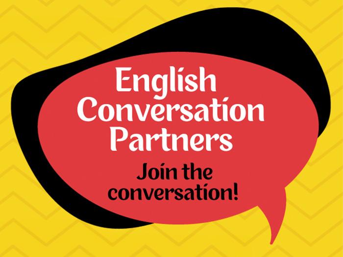 English Conversation Partners text in a speech bubble