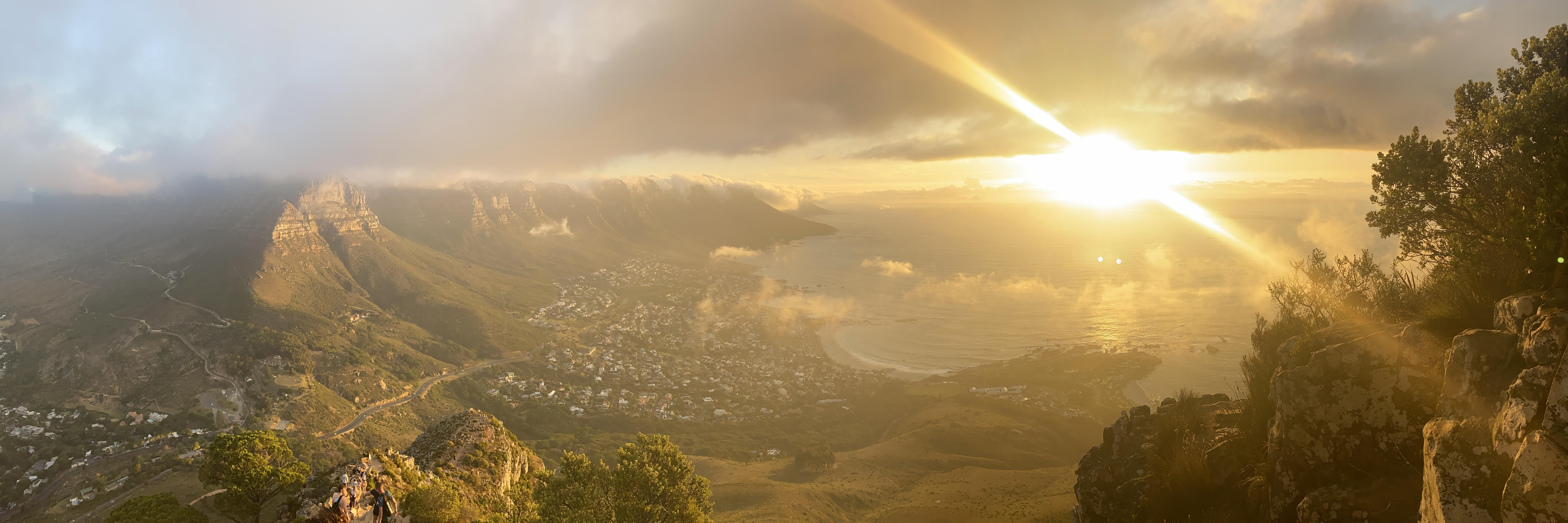 View of Cape Town, South Africa from the summit of a hike