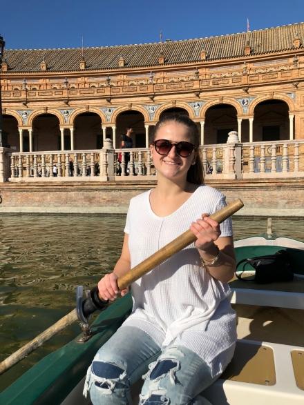 Lauren Roche in a gondola