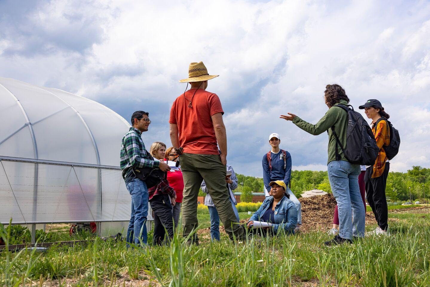 Urban Farm incubator at Watkins Regional Park. Outdoor classroom research with Professor Rachel Goldstein teaching MIEH773: Foodborne, Waterborne and Airborne Infectious Diseases, part of the School of Public Health: Maryland Institute for Applied Environmental Health..