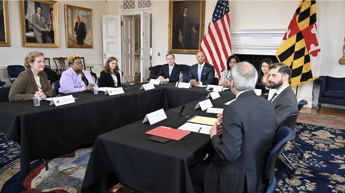  Maryland Governor Wes Moore meet with representatives of UMD's Center for Global Sustainability.