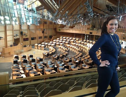 Student intern inside British Parliament.
