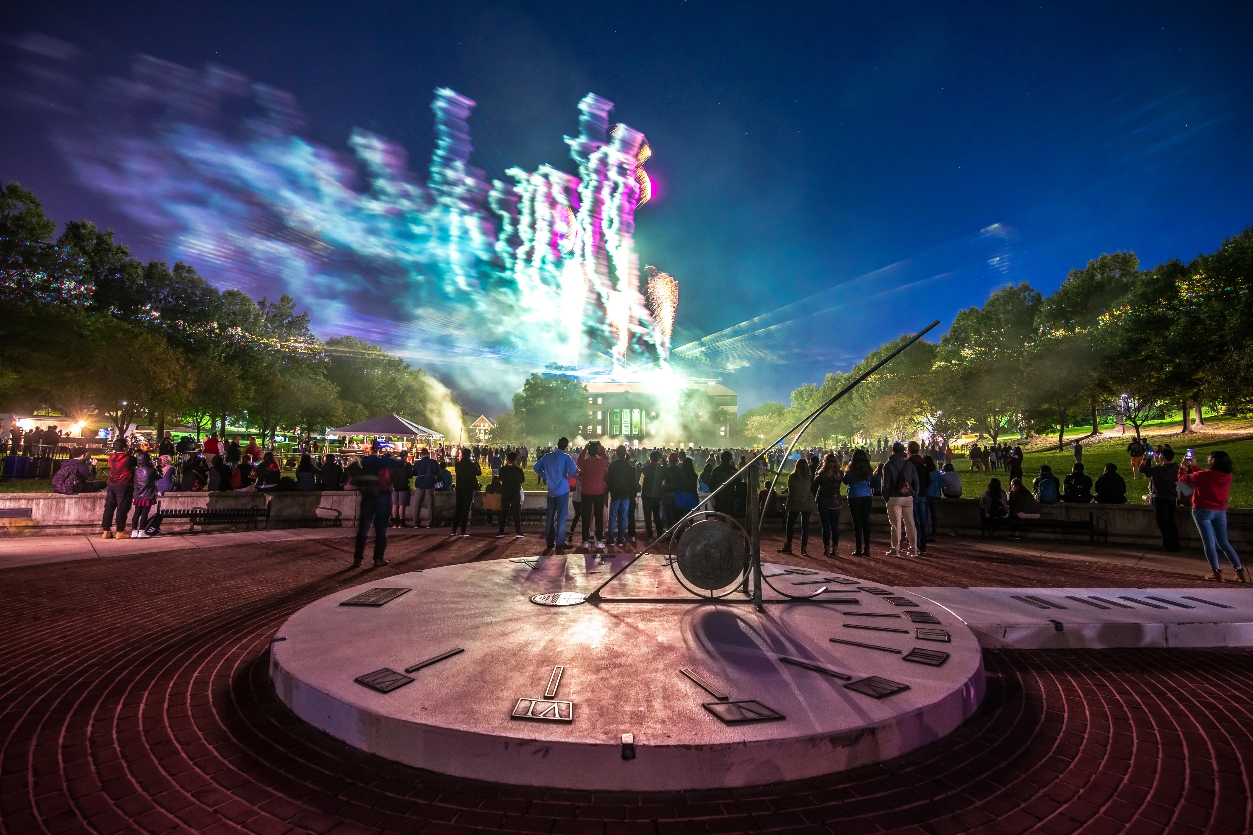 UMD students gather to see fireworks. 