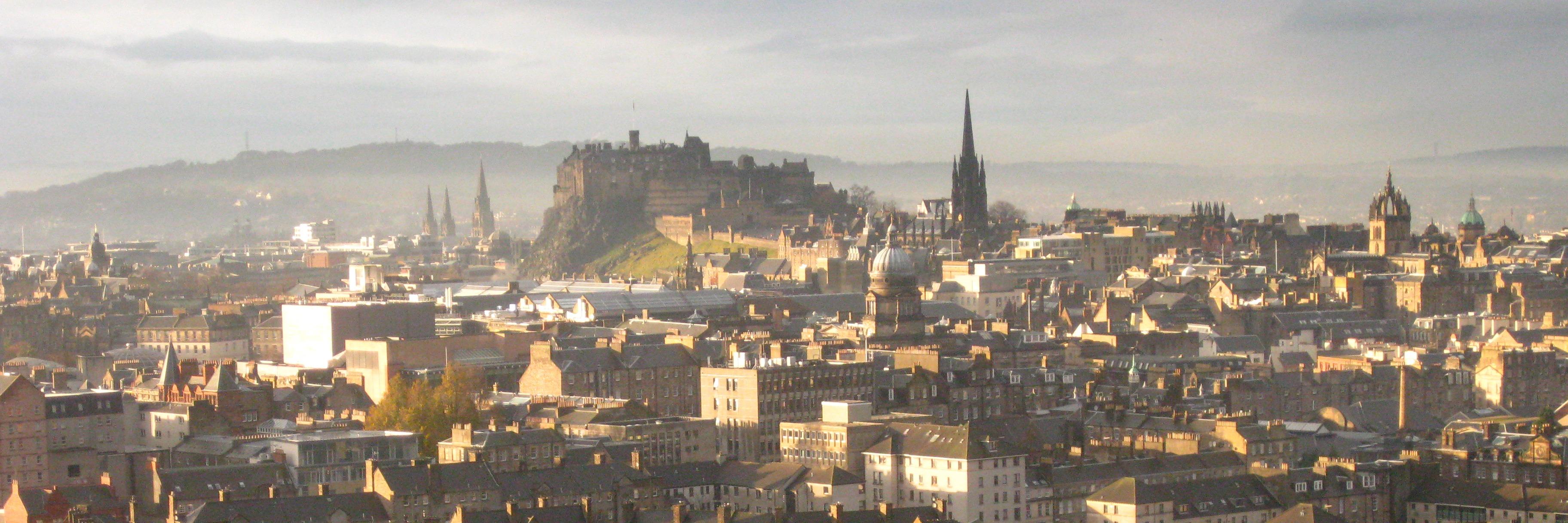 Aerial shot of Edinburgh. 