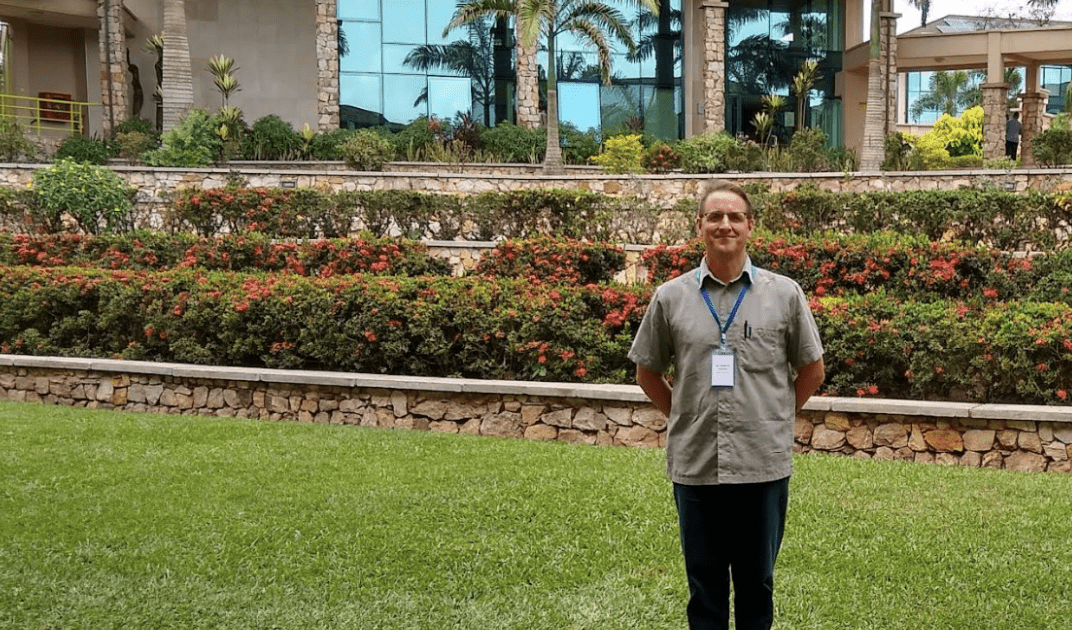 Dr. Kenneth Leonard poses on campus at Ashesi University during his Fulbright in Ghana.