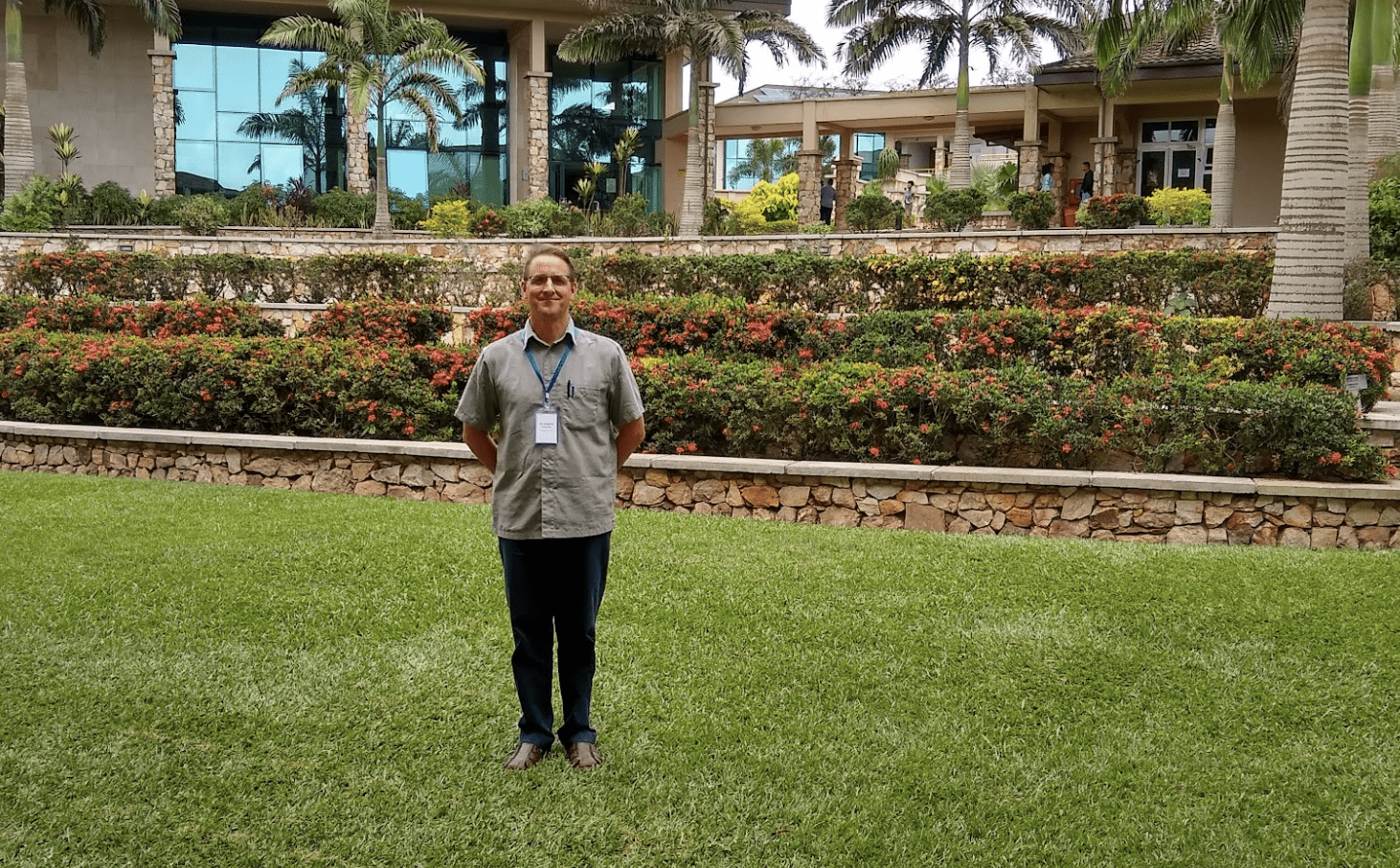 Dr. Kenneth Leonard poses on campus at Ashesi University during his Fulbright in Ghana.