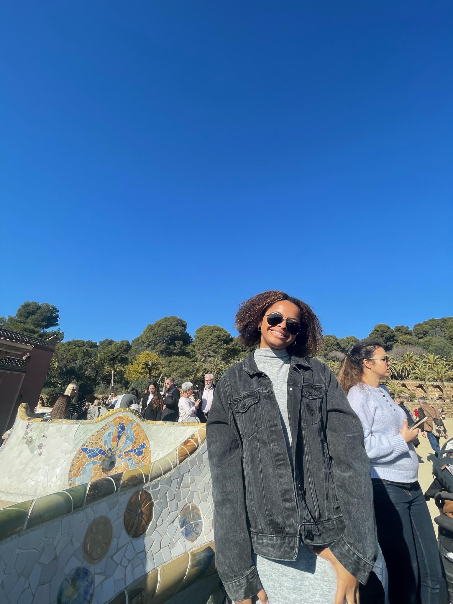 Sophia Wooden at a viewpoint in Barcelona