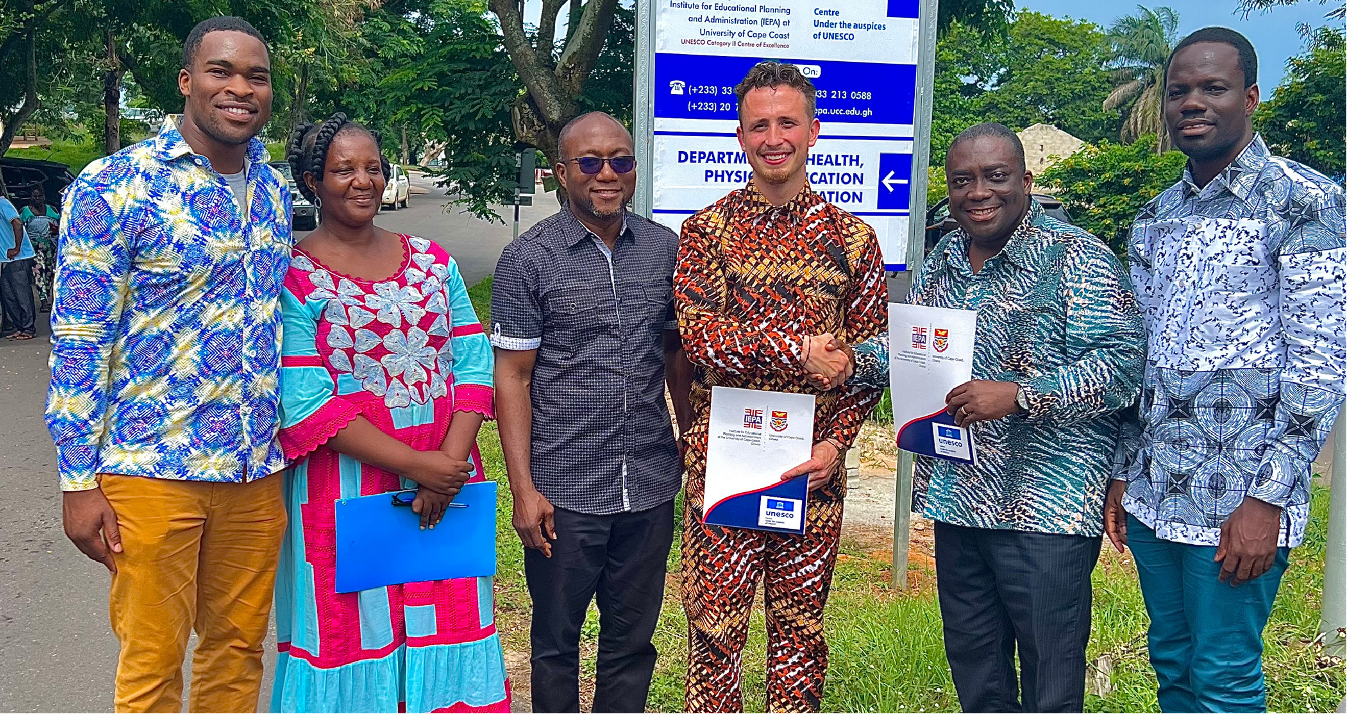 Ph.D Candidate Ebeneezer Kobina Mensah poses with cohort in Ghana. 