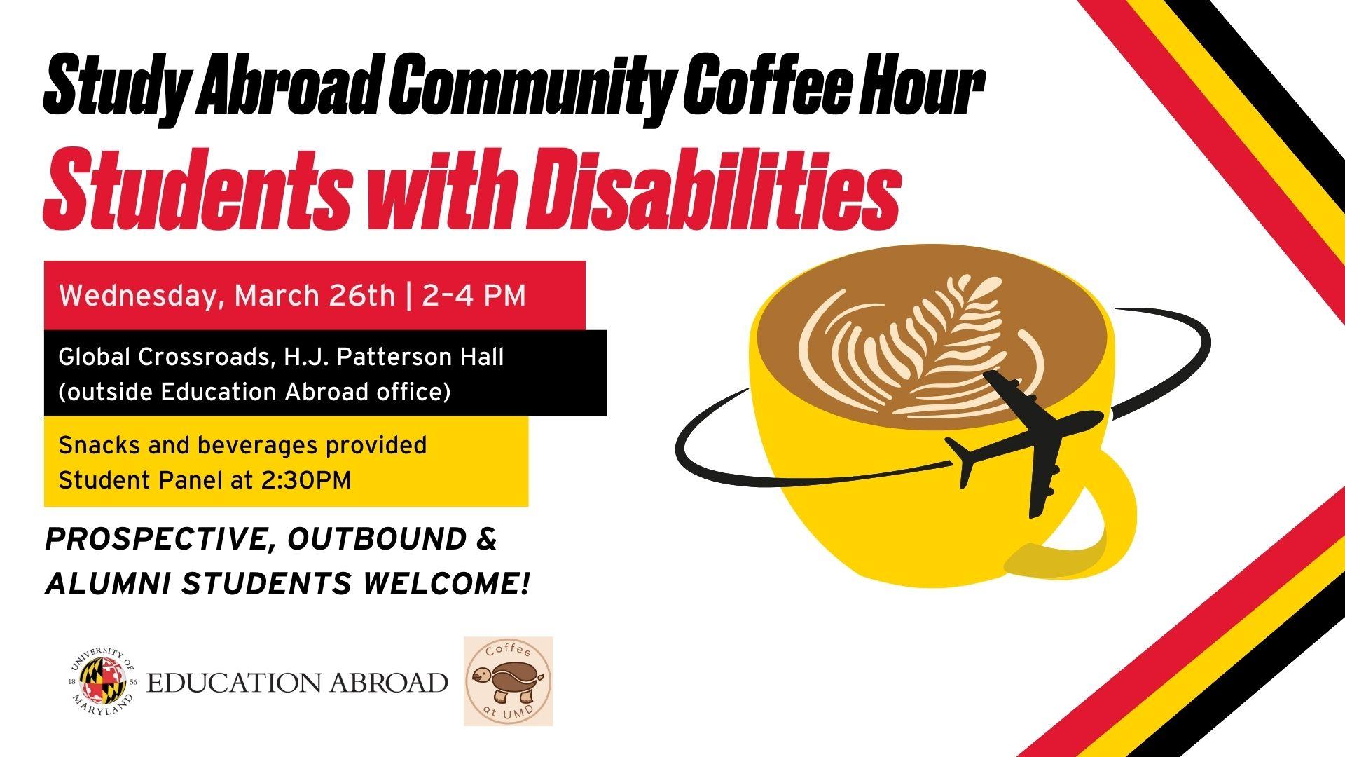 study abroad community coffee hour for students with disabilities