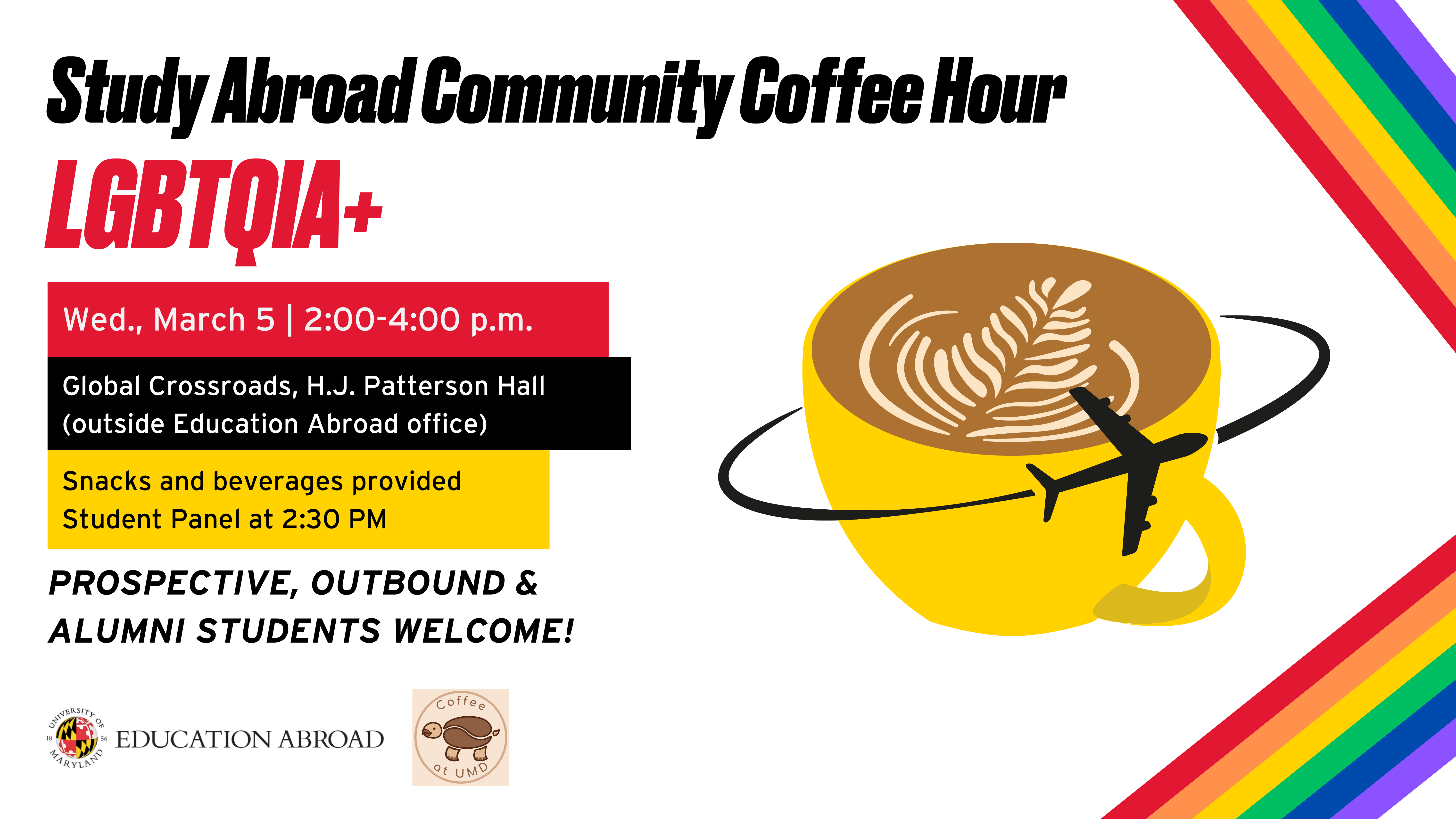 Study Abroad Community Coffee Hour for LGBTQIA+ Students