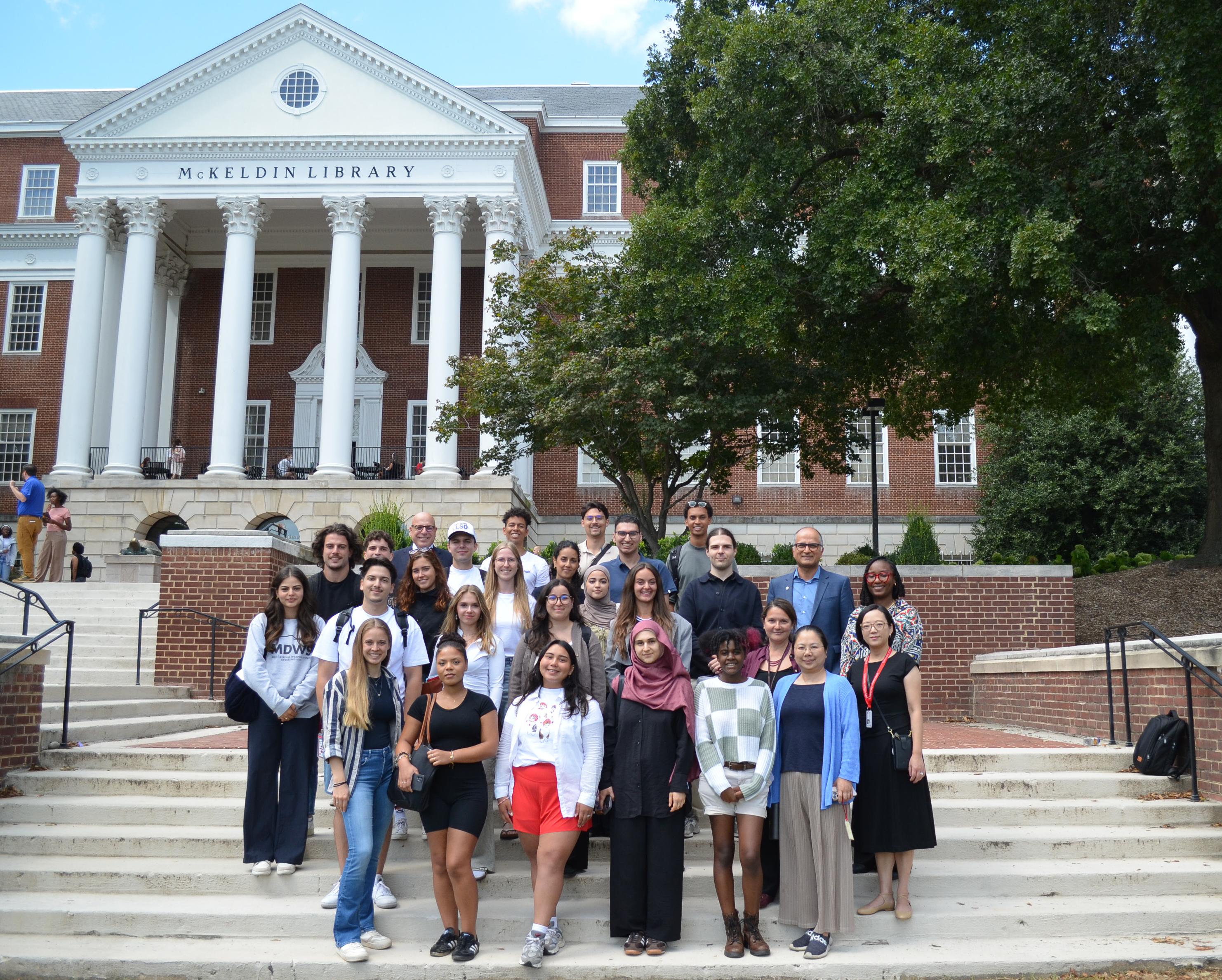 German Fulbright students in front of McKeldin Library 