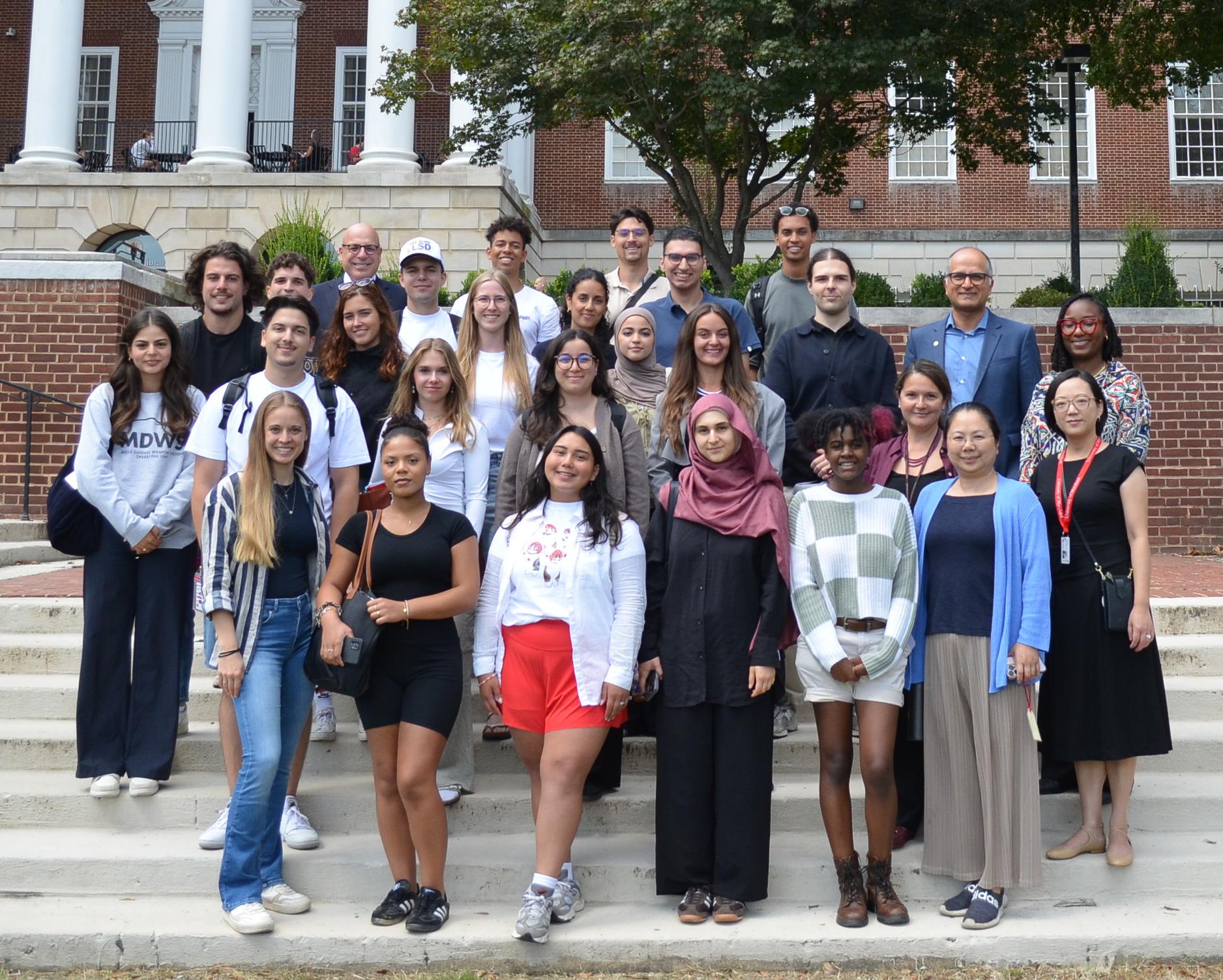 German Fulbright students in front of McKeldin Library